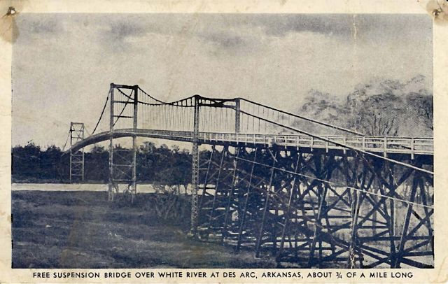 Free Suspension Bridge Over the White River at Des Arc